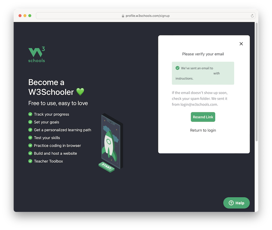 How Do I Sign Up And Verify My Newly Created Account? – W3Schools.com